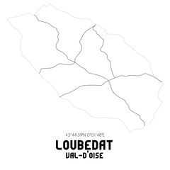 LOUBEDAT Val-d'Oise. Minimalistic street map with black and white lines.