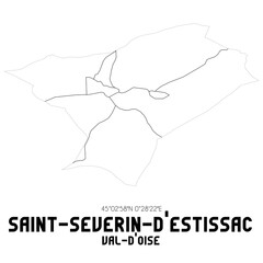 SAINT-SEVERIN-D'ESTISSAC Val-d'Oise. Minimalistic street map with black and white lines.