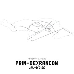 PRIN-DEYRANCON Val-d'Oise. Minimalistic street map with black and white lines.