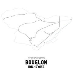 BOUGLON Val-d'Oise. Minimalistic street map with black and white lines.
