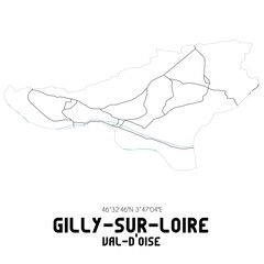 GILLY-SUR-LOIRE Val-d'Oise. Minimalistic street map with black and white lines.
