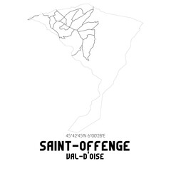 SAINT-OFFENGE Val-d'Oise. Minimalistic street map with black and white lines.