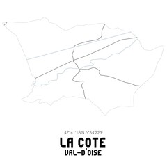 Obraz premium LA COTE Val-d'Oise. Minimalistic street map with black and white lines.