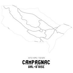 CAMPAGNAC Val-d'Oise. Minimalistic street map with black and white lines.