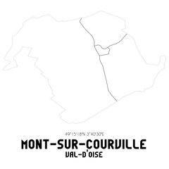 MONT-SUR-COURVILLE Val-d'Oise. Minimalistic street map with black and white lines.