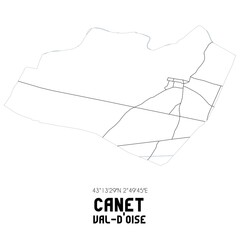 CANET Val-d'Oise. Minimalistic street map with black and white lines.