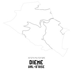 DIEME Val-d'Oise. Minimalistic street map with black and white lines.