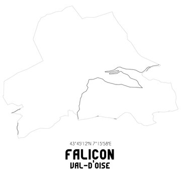 FALICON Val-d'Oise. Minimalistic street map with black and white lines.