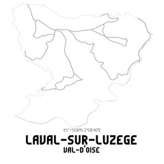 LAVAL-SUR-LUZEGE Val-d'Oise. Minimalistic street map with black and white lines.