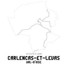 CARLENCAS-ET-LEVAS Val-d'Oise. Minimalistic street map with black and white lines.