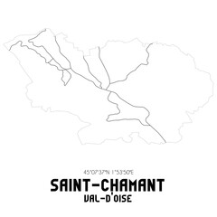 Obraz premium SAINT-CHAMANT Val-d'Oise. Minimalistic street map with black and white lines.