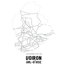 VOIRON Val-d'Oise. Minimalistic street map with black and white lines.