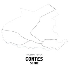 CONTES Somme. Minimalistic street map with black and white lines.