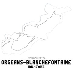 ORGEANS-BLANCHEFONTAINE Val-d'Oise. Minimalistic street map with black and white lines.