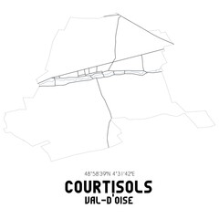 COURTISOLS Val-d'Oise. Minimalistic street map with black and white lines.