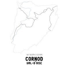 CORNOD Val-d'Oise. Minimalistic street map with black and white lines.