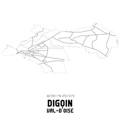 DIGOIN Val-d'Oise. Minimalistic street map with black and white lines.