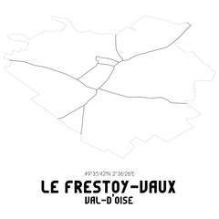 LE FRESTOY-VAUX Val-d'Oise. Minimalistic street map with black and white lines.