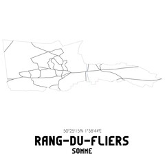 RANG-DU-FLIERS Somme. Minimalistic street map with black and white lines.