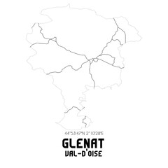 Obraz premium GLENAT Val-d'Oise. Minimalistic street map with black and white lines.