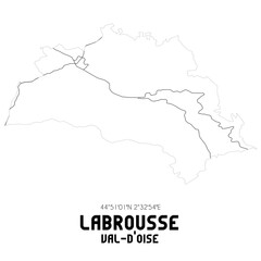 LABROUSSE Val-d'Oise. Minimalistic street map with black and white lines.