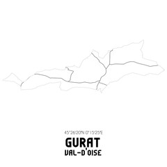 GURAT Val-d'Oise. Minimalistic street map with black and white lines.