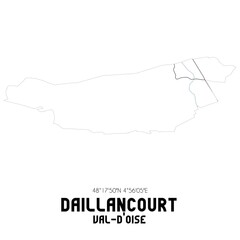 DAILLANCOURT Val-d'Oise. Minimalistic street map with black and white lines.