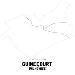 GUINECOURT Val-d'Oise. Minimalistic street map with black and white lines.
