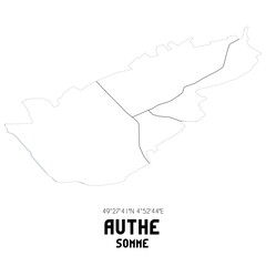 AUTHE Somme. Minimalistic street map with black and white lines.