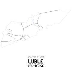 LUBLE Val-d'Oise. Minimalistic street map with black and white lines.