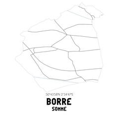 BORRE Somme. Minimalistic street map with black and white lines.