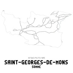 SAINT-GEORGES-DE-MONS Somme. Minimalistic street map with black and white lines.