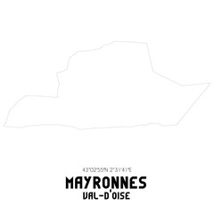 MAYRONNES Val-d'Oise. Minimalistic street map with black and white lines.