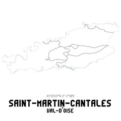 SAINT-MARTIN-CANTALES Val-d'Oise. Minimalistic street map with black and white lines.