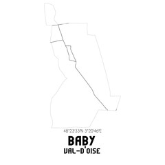 BABY Val-d'Oise. Minimalistic street map with black and white lines.
