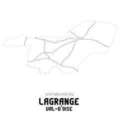 LAGRANGE Val-d'Oise. Minimalistic street map with black and white lines.