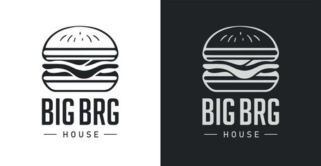 Burger logo vector illustration, hamburger good for restaurant menu and cafe badge. Fast food emblem design.