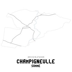 CHAMPIGNEULLE Somme. Minimalistic street map with black and white lines.