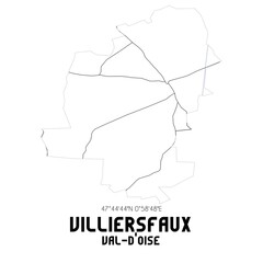 VILLIERSFAUX Val-d'Oise. Minimalistic street map with black and white lines.