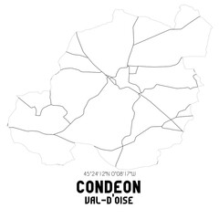 CONDEON Val-d'Oise. Minimalistic street map with black and white lines.