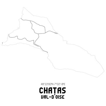 CHATAS Val-d'Oise. Minimalistic street map with black and white lines.