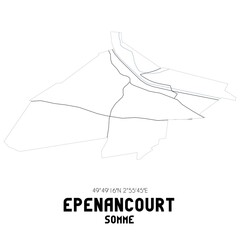 EPENANCOURT Somme. Minimalistic street map with black and white lines.