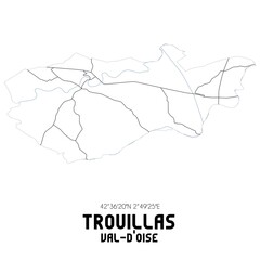 TROUILLAS Val-d'Oise. Minimalistic street map with black and white lines.