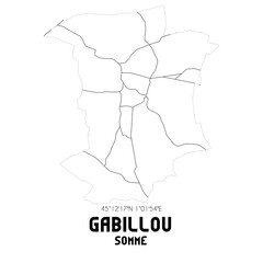 GABILLOU Somme. Minimalistic street map with black and white lines.