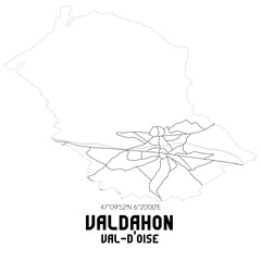 VALDAHON Val-d'Oise. Minimalistic street map with black and white lines.