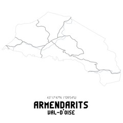 ARMENDARITS Val-d'Oise. Minimalistic street map with black and white lines.