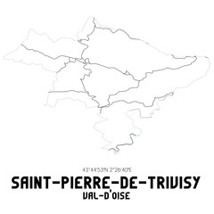 SAINT-PIERRE-DE-TRIVISY Val-d'Oise. Minimalistic street map with black and white lines.