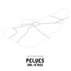 PELVES Val-d'Oise. Minimalistic street map with black and white lines.