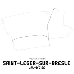 SAINT-LEGER-SUR-BRESLE Val-d'Oise. Minimalistic street map with black and white lines.