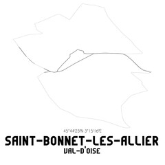 SAINT-BONNET-LES-ALLIER Val-d'Oise. Minimalistic street map with black and white lines.